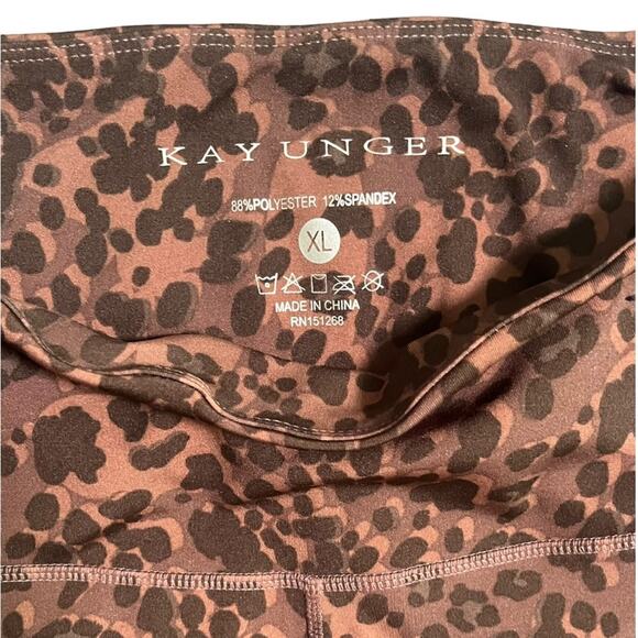 Kay Unger Leopard High Waisted Leggings  XL Pockets Cheetah Animal Print Workout - Picture 5 of 8